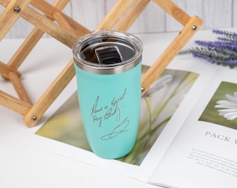 Handwriting Gift Tumbler, Personalized Travel Mug, Custom Engraved Keepsake, Memorial Gift