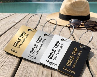 Girls Trip Luggage Tags, Matching Engraved Bag Tags, Best Friend Travel Gift, Friends Vacation Tags, Personalized Group Trip Tag