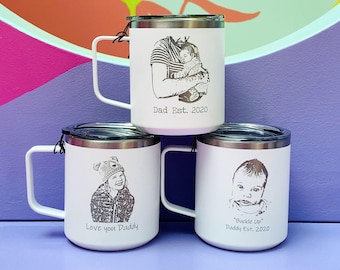 Personalized Photo Gift for Dad Custom Engraved Baby Picture Mug, Birthday Father Gift, Keepsake Tumbler