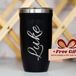 Name Engraved Tumbler, Personalized Gift, Custom Travel Mug, Insulated Coffee Cup, Best Friend Present, Spill-Proof Lid, 16oz • P160VE