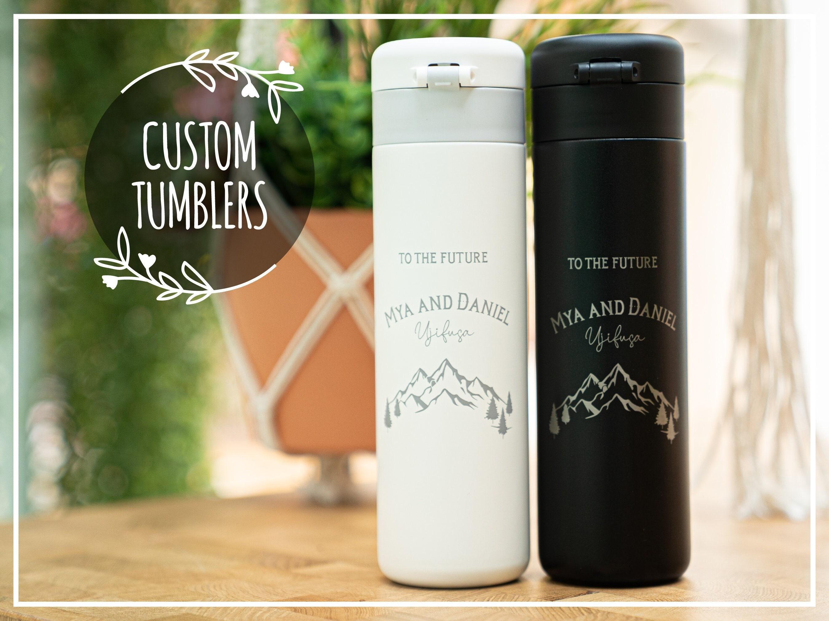 Personalized Matching Tumbler, Travel Mug Photo, Skinny Camping Cup, Gifts for Couples, Custom Insulated Flip Lid, Durable Design E16