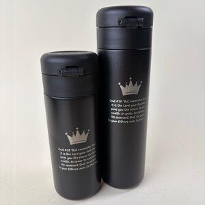 Bible Verse Engraved Coffee Tumbler, Personalised Insulated Travel Bottle, Custom Text Engraved Tumbler,  Insulated Skinny Tumbler • E160TE