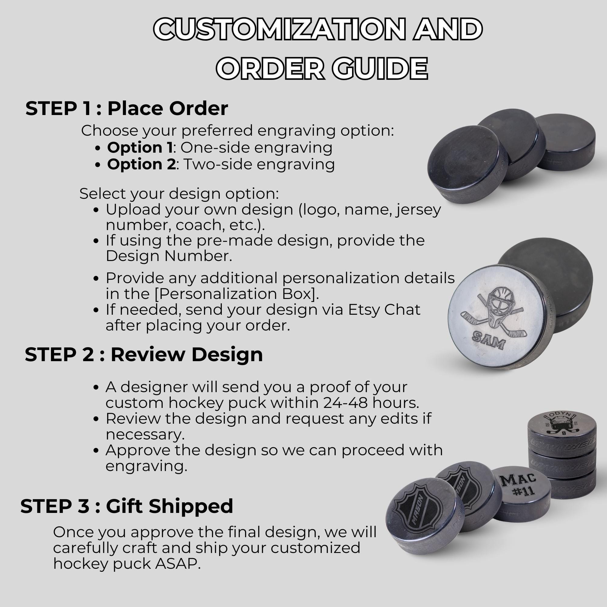 Custom Logo Hockey Pucks Bulk • Engraved Corporate Gifts • Sales ...