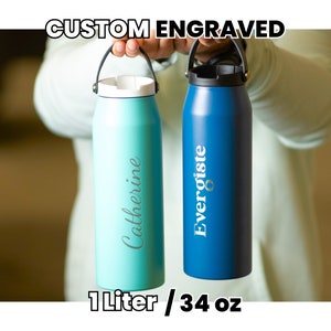 Custom Engraved Hiking Bottle with Handle • Insulated Gym Water Bottle • Personalized Gifts for Best Friend • Custom Name Engraving • G34