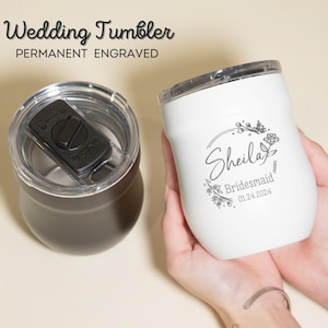 Regalo para dama de honor, vaso de vino personalizado con grabado láser, copa de cóctel de acero inoxidable de recuerdo.