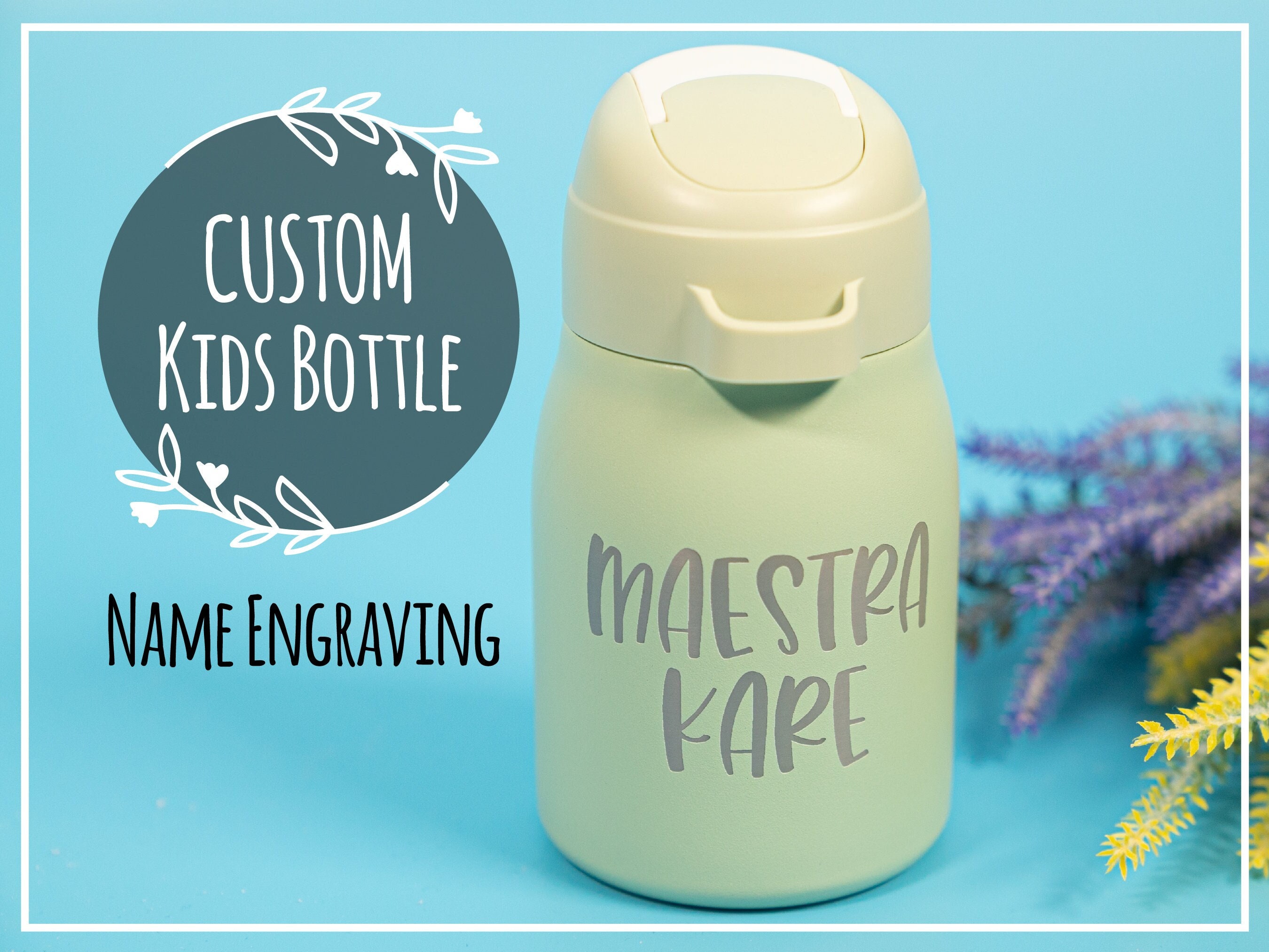 Botella de agua personalizada para niños con popote Regalos de baby shower personalizados  Nombre grabado Botella para niños pequeños Botella para niños de Pascua B10  -  España