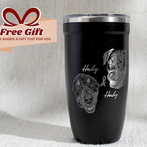 Caneca para presente de cachorro para dono, copo personalizado com foto de animal de estimação, copo de viagem personalizado, caneca para mãe de cachorro, térmica de 16 oz, presente de Natal • P160PH