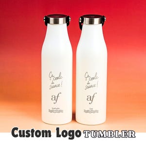 Custom Logo Water Bottle, Business Logo, Personalized Gifts, Laser Engraved Stainless Steel, Insulated Reusable Bottle, Office Gift • R21