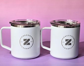 Custom Logo Mug, Insulated Branded Coffee Mug with Lid, Employee Appreciation, Department Staff Team Gifts, Logo Design, Client Gifts. H12