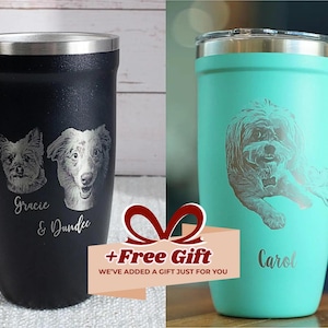 Custom Dog Photo, Dog Mom Gifts, Coffee Mug Custom, Personalized Vacuum Tumbler, Laser Engraved Stainless Steel Cup, Unique Gift for Dog Dad