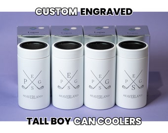 Custom Sports Can Coolers • Tall Boy Can Holders • Sports Team Tumblers • Golf Event Gifts • Team Logo Engraving • Coach Gifts • L16