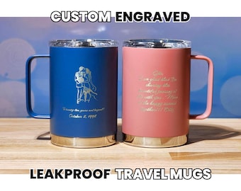 Custom Travel Mug, Lockable Slide Lid, Powder Coated, BPA Free Coffee Cup, Personalized Tumbler, Durable 24oz Gift, HPM