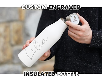 Botella de agua con foto personalizada, botella deportiva con grabado personalizado, regalo para mamá, aislada