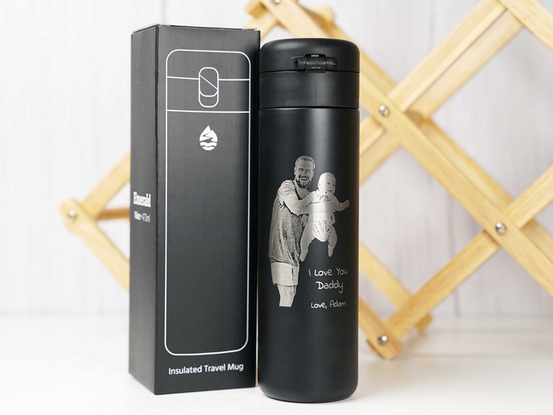 Engraved Travel Tumbler 16oz, Father's Day Gift, Personalized Insulated Thermos, Leak-proof Lid 12 Hours Hot & 24 Hours Cold E160PH image 1