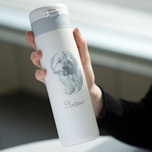 Dog Photo Tumbler, Personalized Insulated Travel Tumbler, Dog Dad Dog Mom Gift, Dog Owner Gift, Insulated 16 oz • E160PH