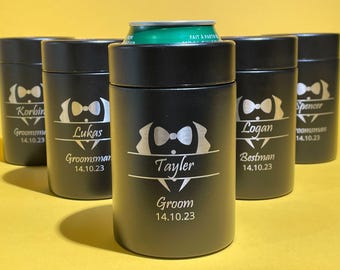 Best Man Gift, Laser Engraved, Gifts For Groom, Custom Wedding Can Coolers, Custom Groomsmen Cozies, Practical Standard Can Holder • L12