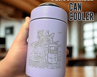 Regalo conmemorativo para mascotas, enfriador de latas personalizado con foto de mascota, portavasos personalizado, recuerdo térmico para bebidas