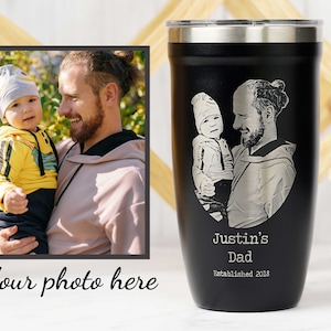 Personalized Father's Day Gift, Photo Engraved Tumblr 16oz, Personalized Coffee Mug For Men, Custom Grandpa mug • P16