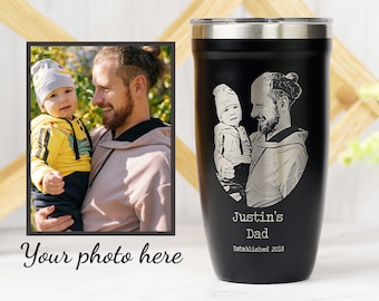 Personalized Father's Day Gift, Photo Engraved Tumblr 16oz, Personalized Coffee Mug For Men, Custom Grandpa mug • P16