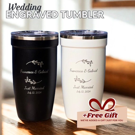 Custom Laser Engraved Wedding Tumbler: 16oz Stainless Steel Travel Mug -  Etsy Israel