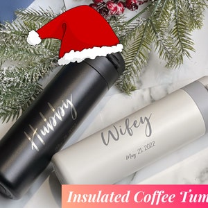 Christmas Gift Coffee Tumbler, Personalized Travel Tumbler, Engraving Coffee Mug, Gift for Husband from Wife, Super Light Weight E16 image 1