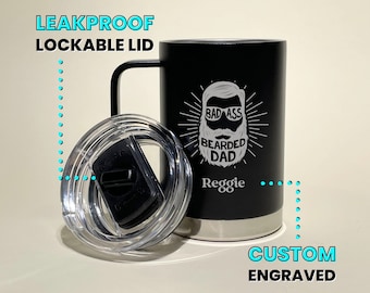 Custom Leakproof Mug for Dad • Insulated Travel Mug • Personalized Gifts for Dad • Mug with Lid • Engraved Coffee Mug • HP20