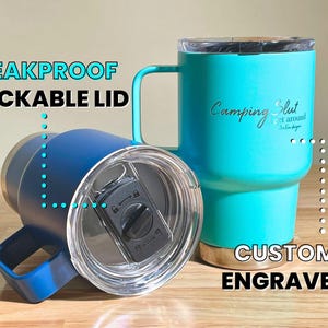 Engraved Custom Travel Mug, Personalized Gift, Cupholder Friendly, Outdoor Insulated Tumbler, Durable Design for Camping • B24
