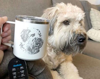 Dog Mom Gift, Custom Dog Tumbler 18oz, Personalized Engraved Pet Mug, Dog Mom Mug for Her, Pet Lover Coffee Cup