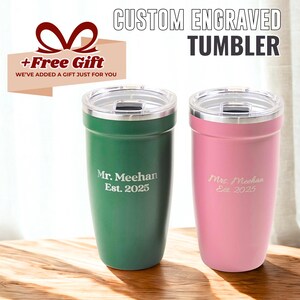 Vasos personalizados para parejas, tazas grabadas a medida, vasos de acero inoxidable, regalos de aniversario, tazas térmicas de viaje, vasos de recuerdo, P16