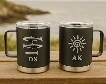 Tazza personalizzata Lamosego, tazza da caffè termica, tazza con nome inciso, tazza da viaggio a doppia parete, stoviglie resistenti per esterni, regalo da campeggio HPM