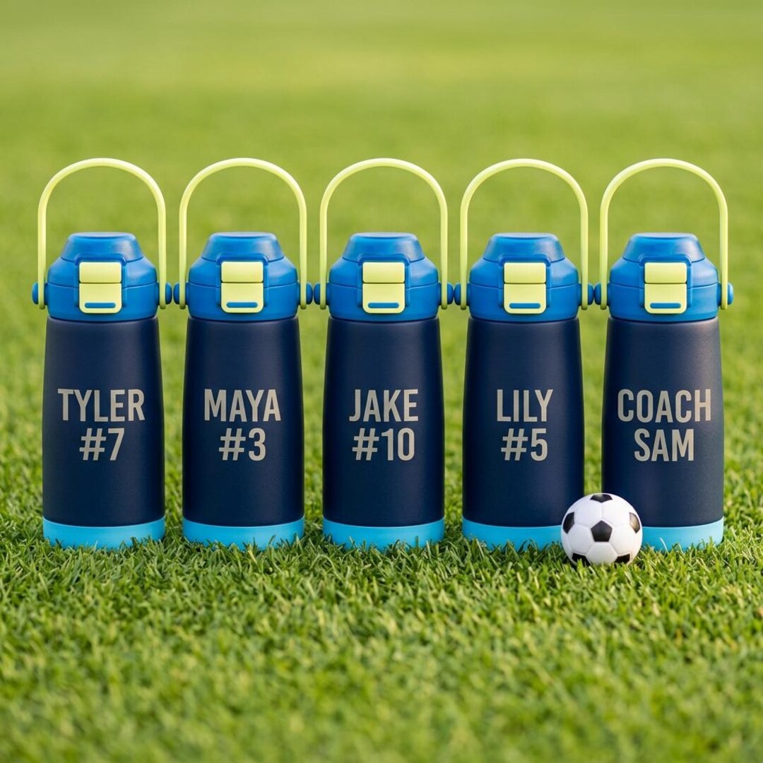 Kids Sports Team Water Bottle Personalized | Custom Engraved 14oz, Team ...