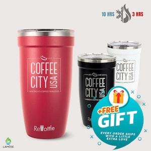 Individuell eingravierter Logo-Becher, personalisierte Geschenke, Firmengeschenke, Reise-Trinkgeschirr, Kundenwertschätzung, 16 Unzen haltbarer Becher • P160LO