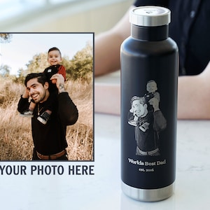 Personalized Water Bottle 27oz, Add Your Photo + Message, Photo Engraved Water Bottle, Personalized Gifts for Dad • M270PH
