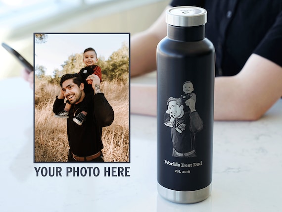 Botella de agua personalizada 27oz, agregue su foto mensaje, botella de agua  con foto grabada, regalos personalizados para papá M270PH -  México