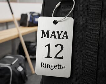 Ringette Bag Tag, Personalized Ringette Player Name Number Tag, Engraved Team Gift, Ringette Coach Gift, Sports Bag Tag, Canada