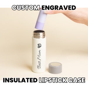 Regalo para ella, estuche para lápiz labial grabado, cápsula pequeña, accesorio de maquillaje, protector labial resistente al derretimiento