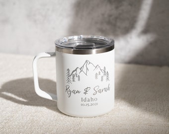 Custom Wedding Favors For Guests In Bulk, Custom Bridesmaids Mug, Personalized Mug 12 Ounce, Mountain Wedding Gifts • H120GR