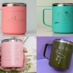 Personalized Kids Drawing Mug, Customized Children Artwork Mug, Kids Art Photo, Mom Gift, Dad Gift, Grandma Gift, Grandpa Gift • H180KD