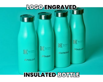 Logo Branded Water Bottle • Custom Insulated Bottle • Personalized Gym Bottle • Custom Logo Engraving • Company Branded Swag • R14