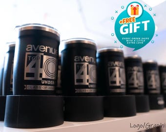 Corporate Logo Tumbler 16oz, Bulk Custom Engraved Drinkware, Team Gift, Laser Etched Stainless Steel Cup