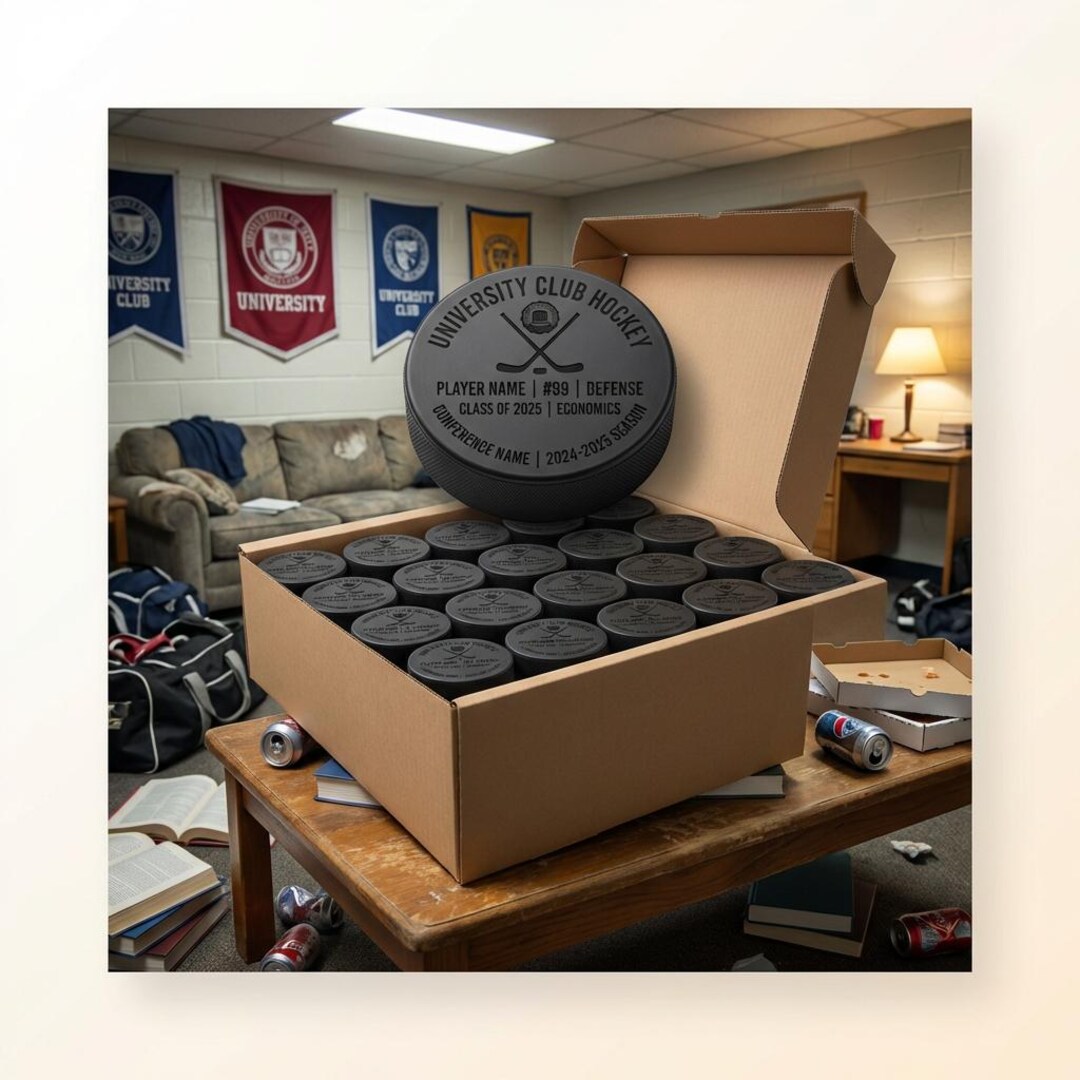 Custom Engraved Hockey Pucks Bulk Team Set, Personalized Club Hockey ...