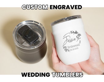 Custom Wedding Tumbler • Bridesmaid Proposal • Bachelorette Party Gifts • Engraved Wedding Gift • Tumbler with Straw • W16