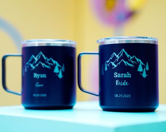 Custom Wedding Mugs 12 Ounce, Groomsmen Proposal Gift Ideas, Guest Gifts In Bulk, Personalized Name and Date • H120GR