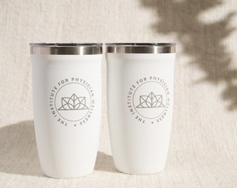 Logo Engraved Vacuum Insulated Tumbler with Lid, Custom Business Logo Engraved, Custom Designed Tumbler 16 oz • P160LO