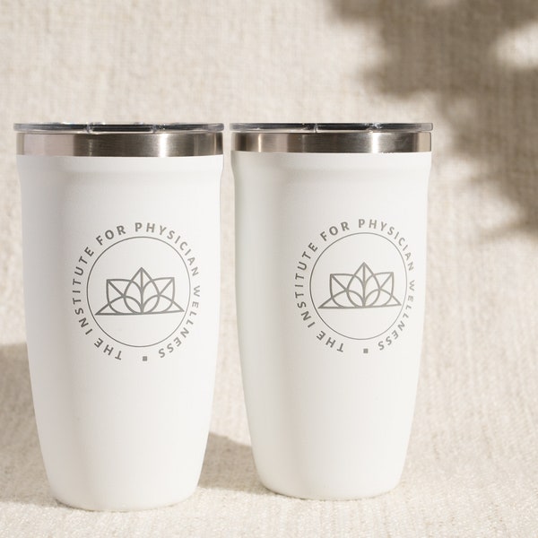 Logo Engraved Vacuum Insulated Tumbler with Lid, Custom Business Logo Engraved, Custom Designed Tumbler 16 oz • P160LO