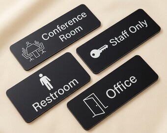 Custom Office Signs, Engraved Restroom Sign, Staff Only Sign, Conference Room Door Sign, Business Room Sign, Modern Door Plate
