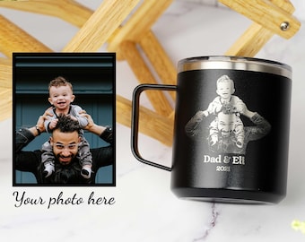 Gift for Dad Personalized Photo Tumbler 20oz, Custom Engraved Picture Mug, Birthday Gift for Grandpa Husband