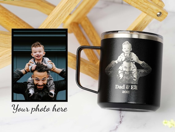 Custom Pet Photo Tumbler Laser Engraved Dog Dad Gift Personalised Travel Mug for Men Dog Lover Picture Cup Stainless Steel 20oz Gift