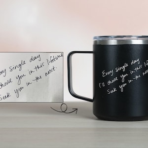 Cadeau écrit à la main, cadeau personnalisé d'une femme, designs de tasses à café, tasse à café personnalisée 12 oz • H120HW