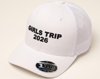 Girls Trip Hats, Custom Embroidered Trucker Cap, Vacation Hats, Cruise Crew Hat, Lake Trip Hat, Matching Group Travel Hats 2026